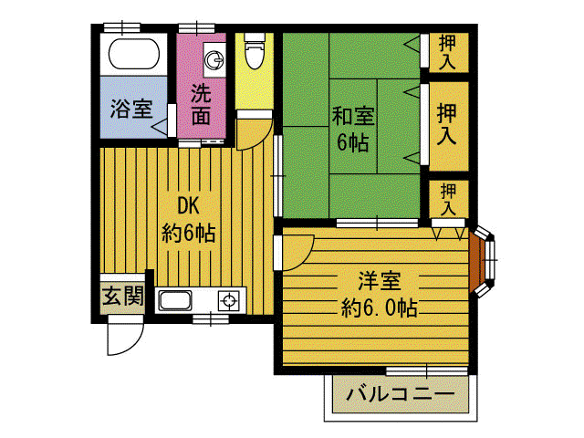 ブリリアント21(2DK/2階)の間取り写真