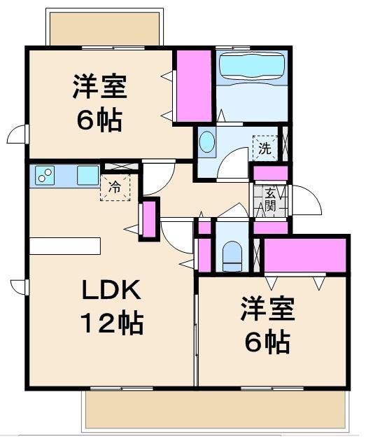 フローラM(2LDK/1階)の間取り写真