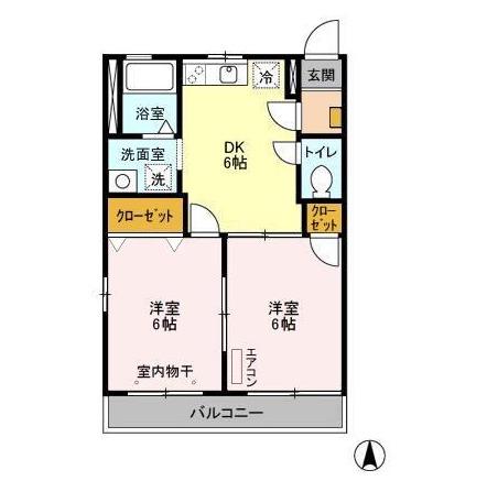 パークハイツ柏A棟(2DK/2階)の間取り写真
