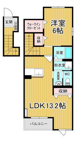 スッドスピアッツォバイアA(1SK/2階)の間取り写真