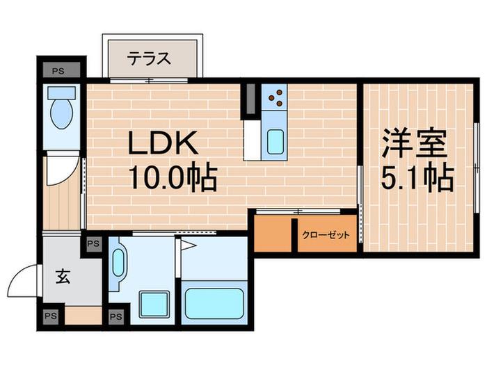 D-ROOM ウエスト PARK 西宮北口(1LDK/1階)の間取り写真