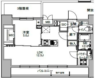 エスレジデンス八丁堀ウーナ(1LDK/10階)の間取り写真