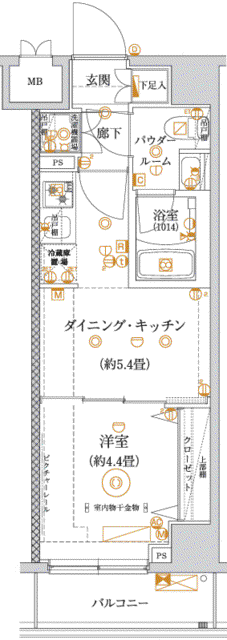 ガリシア亀戸水神(1DK/7階)の間取り写真