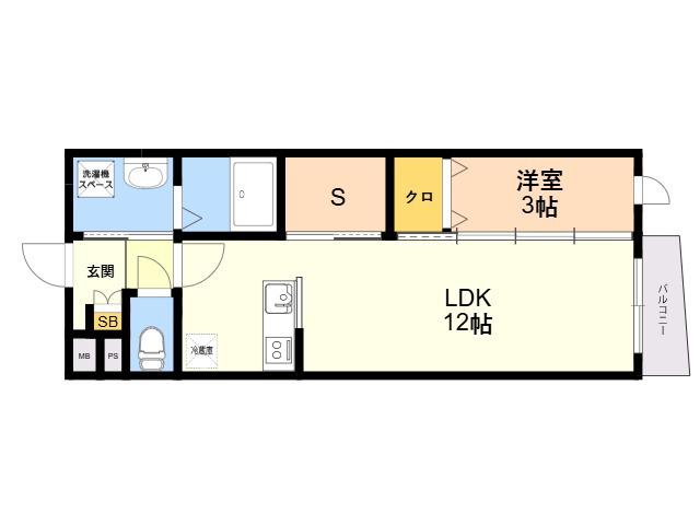 CUBE SUCRE志免別府(1SLDK/4階)の間取り写真