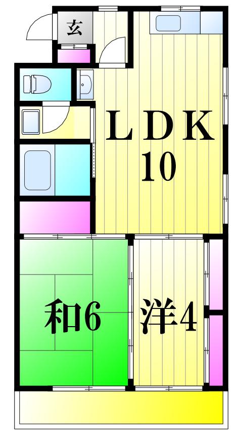 渡辺ビル(2LDK/4階)の間取り写真