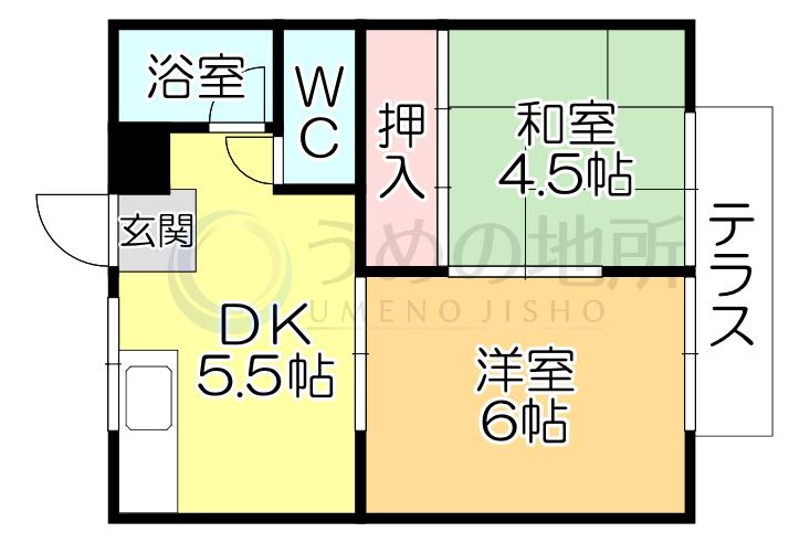 香田アパート(2DK/1階)の間取り写真