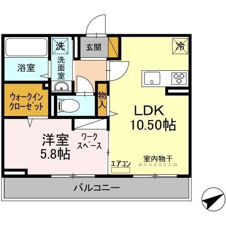 RHB千城台(1LDK/3階)の間取り写真