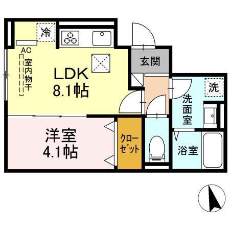 セレスティア高島平(1LDK/3階)の間取り写真