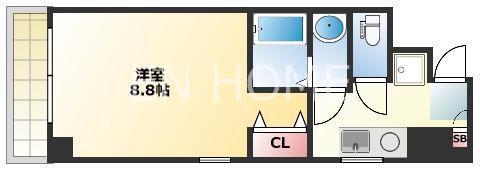 YSパレス谷町(1K/9階)の間取り写真