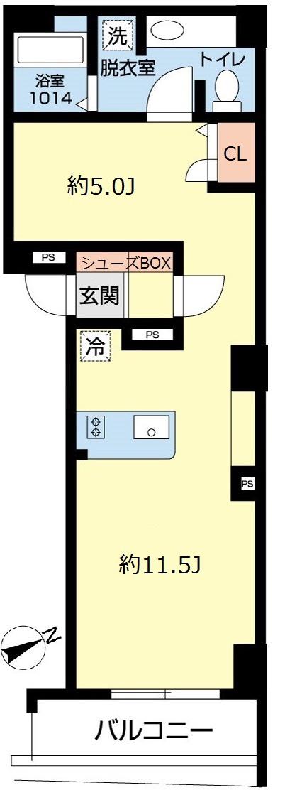 ラグジュアリーアパートメント恵比寿(1LDK/2階)の間取り写真