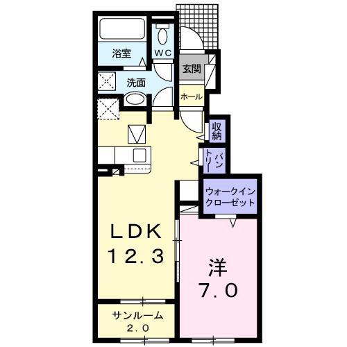 ピュアII(1LDK/1階)の間取り写真