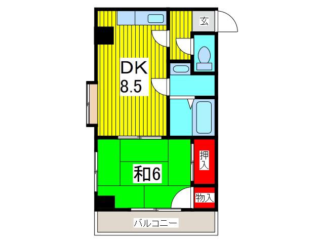 ブラッケンハウス(1DK/5階)の間取り写真