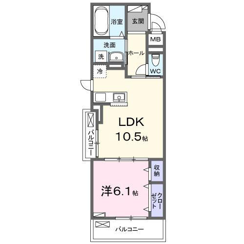 ル グランシャリオ(1LDK/2階)の間取り写真