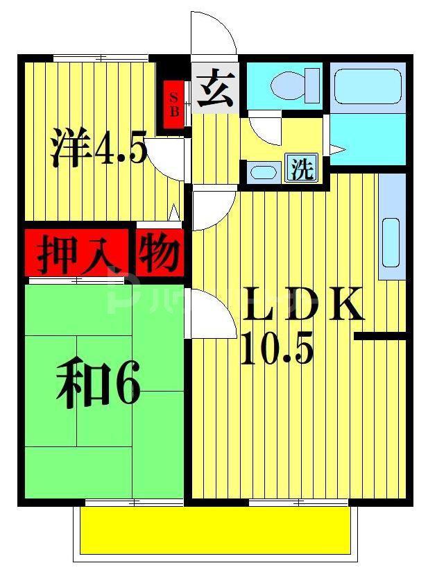 カーメルK&N(2LDK/2階)の間取り写真