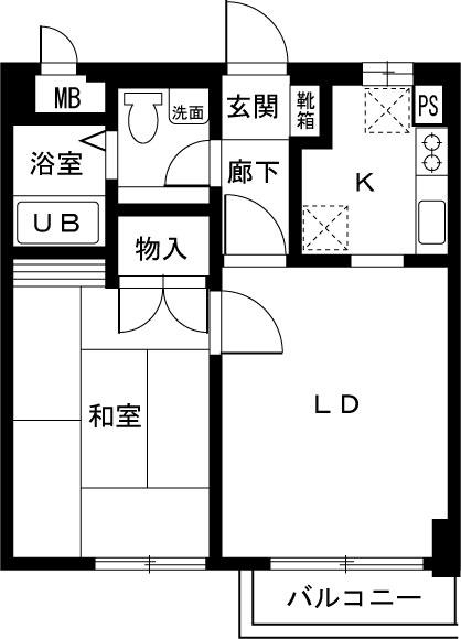 調布パークス(1LDK/1階)の間取り写真