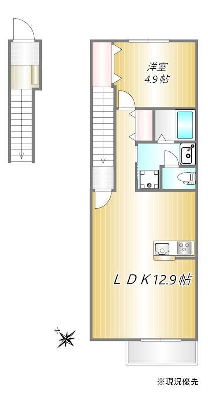 SOLVELA(1LDK/2階)の間取り写真