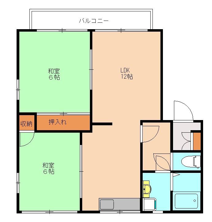アロンハイツ(2LDK/1階)の間取り写真