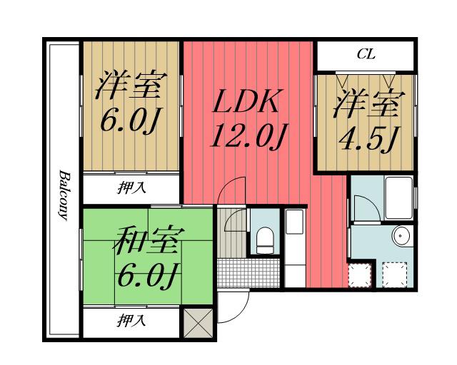 ウインド志津(3LDK/2階)の間取り写真