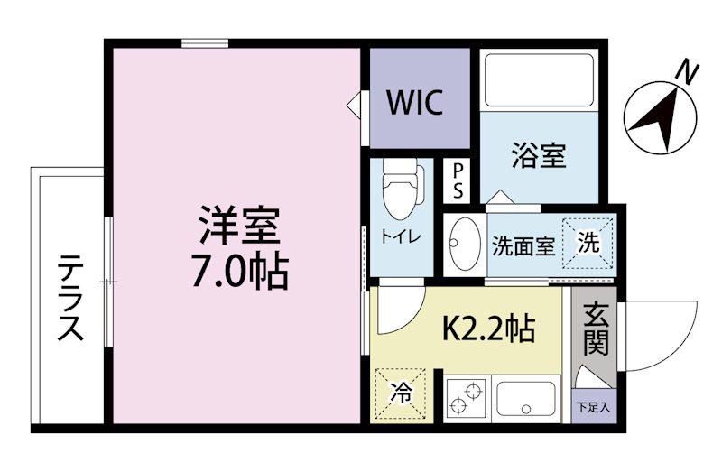 ヒロレジデンスC(1K/1階)の間取り写真