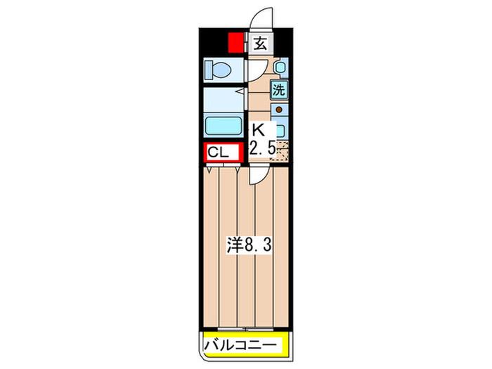 リズィエール(1K/2階)の間取り写真
