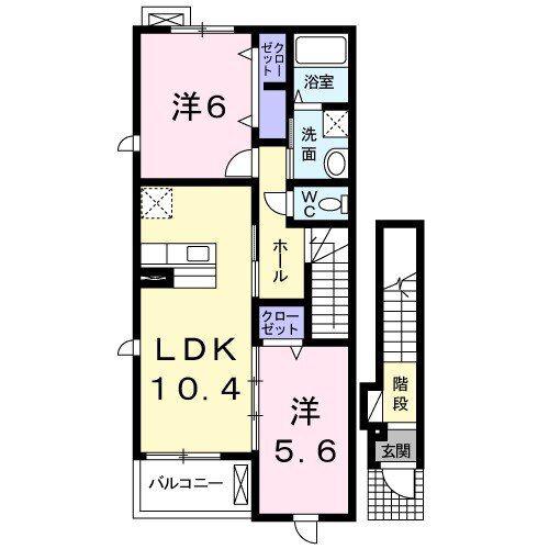 沖縄県沖縄市 2階建 築16年(2LDK/2階)の間取り写真