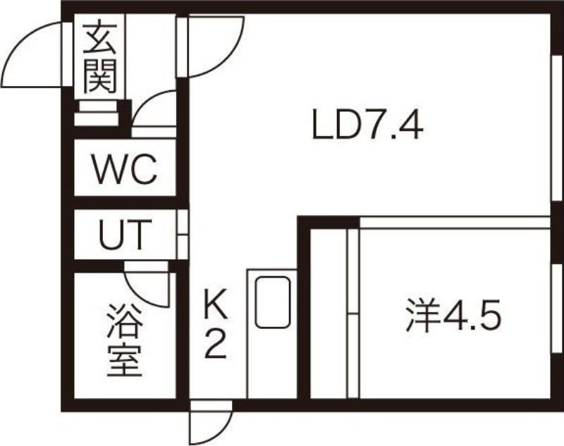 アーバンテラス北26条II(1DK/2階)の間取り写真
