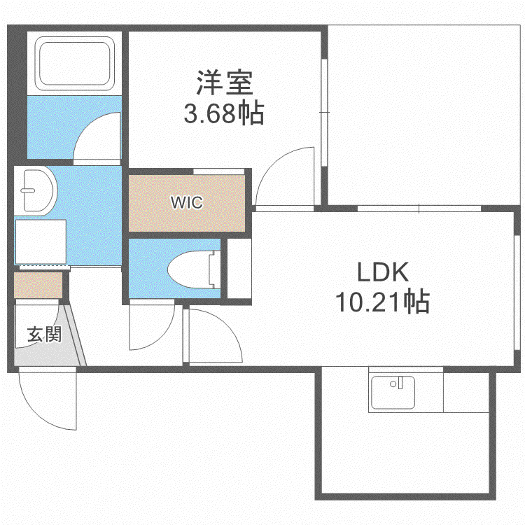 オルセーリュクス山鼻(1LDK/1階)の間取り写真