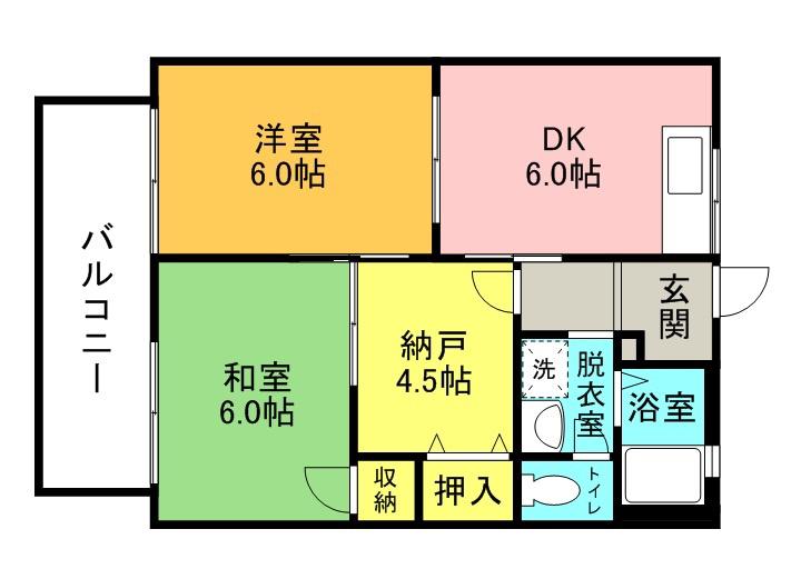 グリーンハイツ水無瀬Ⅲ(2SDK/1階)の間取り写真