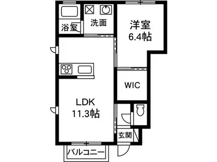 シャーメゾン モンクゥール(1LDK/1階)の間取り写真