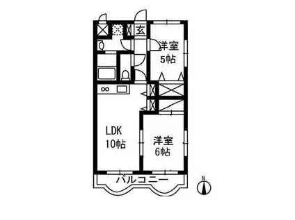ウェルビーイング(2LDK/2階)の間取り写真