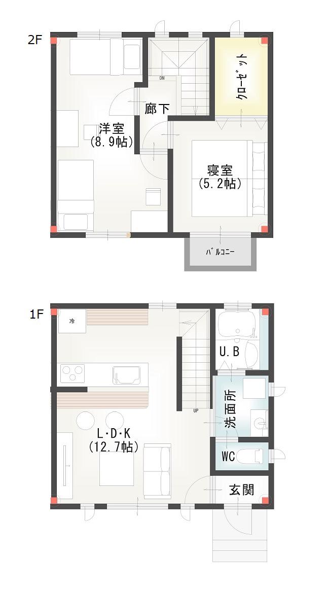 メイゾン川久保(2LDK/2階)の間取り写真