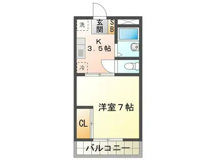 近鉄名古屋線 白塚駅 徒歩12分 4階建 築40年(1K/4階)の間取り写真