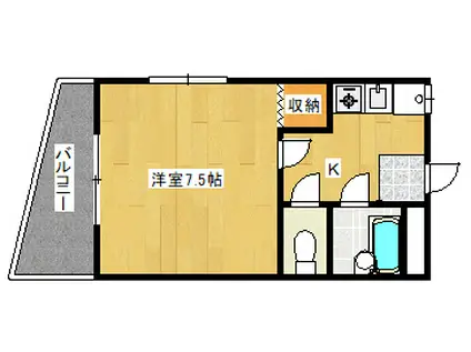 ＪＲ高徳線 吉成駅 徒歩37分 5階建 築34年(1K/3階)の間取り写真