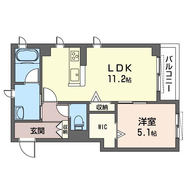 サンライトクリスタル(1LDK/1階)の間取り写真