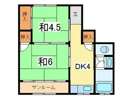パセオ第一大島(2DK/3階)の間取り写真