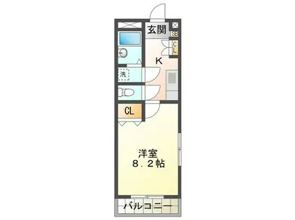 インターメゾン河芸(1K/1階)の間取り写真