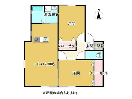 グリーンヒルズE(2LDK/1階)の間取り写真