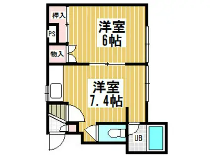 ハイツモト(1DK/2階)の間取り写真