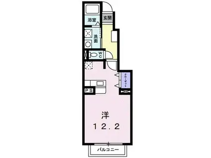 カサデプラシードI(ワンルーム/1階)の間取り写真