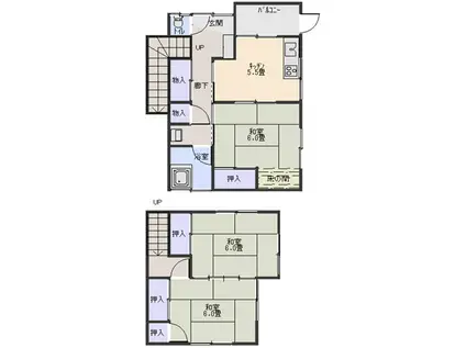 加地アパート(3K/1階)の間取り写真