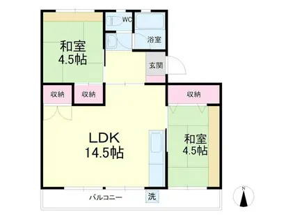 サンシャイン丸松(2LDK/2階)の間取り写真