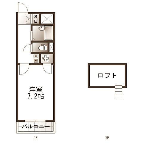 レジデンスパート4(1K/2階)の間取り写真