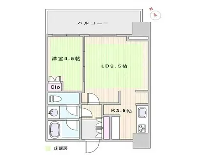 シティタワー新宿B棟(1LDK/13階)の間取り写真