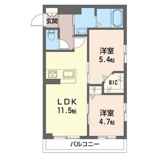 ヒストリバー(2LDK/1階)の間取り写真