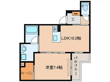 クオリスタ奈良(1LDK/2階)の間取り写真