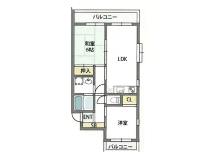 ボナール島田(2LDK/2階)の間取り写真