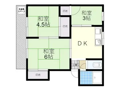 第1板井アパート(3K/2階)の間取り写真