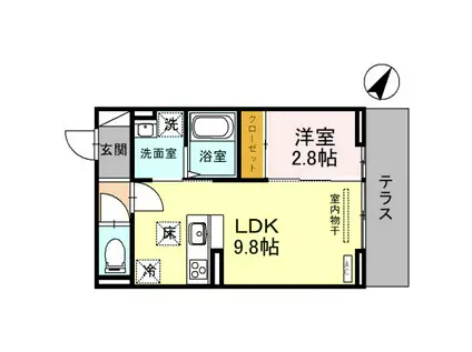 D-ROOM北浦和5丁目PJ A棟(1LDK/1階)の間取り写真