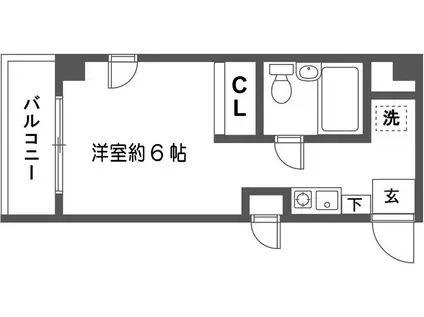 ONES RESIDENCE立川錦町(ワンルーム/3階)の間取り写真