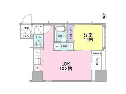 リバーレ東新宿(1LDK/4階)の間取り写真